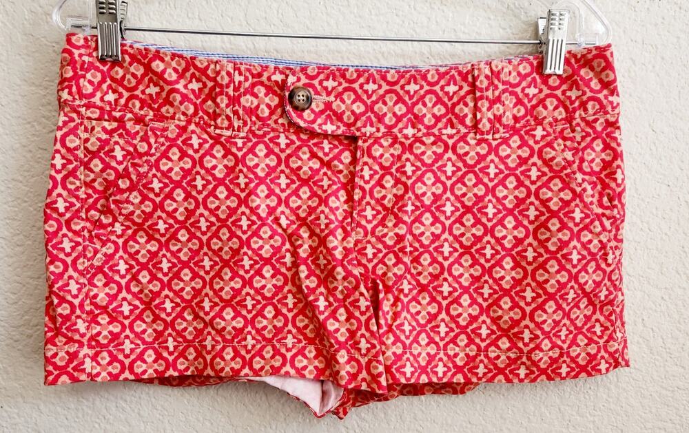 Red Camel Orange Floral Print Flat Front Chino Shorts 9 Juniors Lightweight Soft